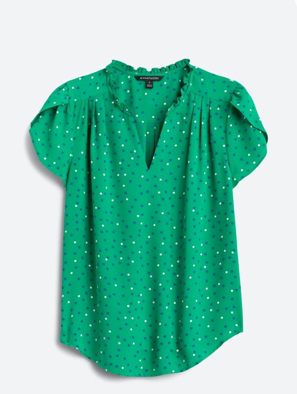 41 Hawthorn Green Polka Dot Tulip Sleeve Blouse